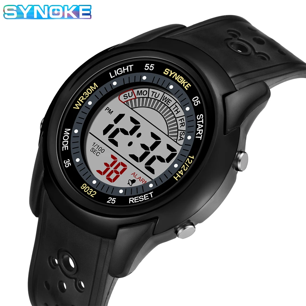 Synoke elektronische uhr für mans sport uhr multifunktions sport wasserdicht leuchtend led digital uhr junge studenten mode