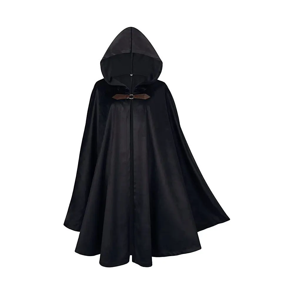 

Medieval Suede Cloak Halloween Cosplay Hoodied Long Rope Unisex Party Death Warrior Cosplay Cloak Costume Dark Style Multicolor