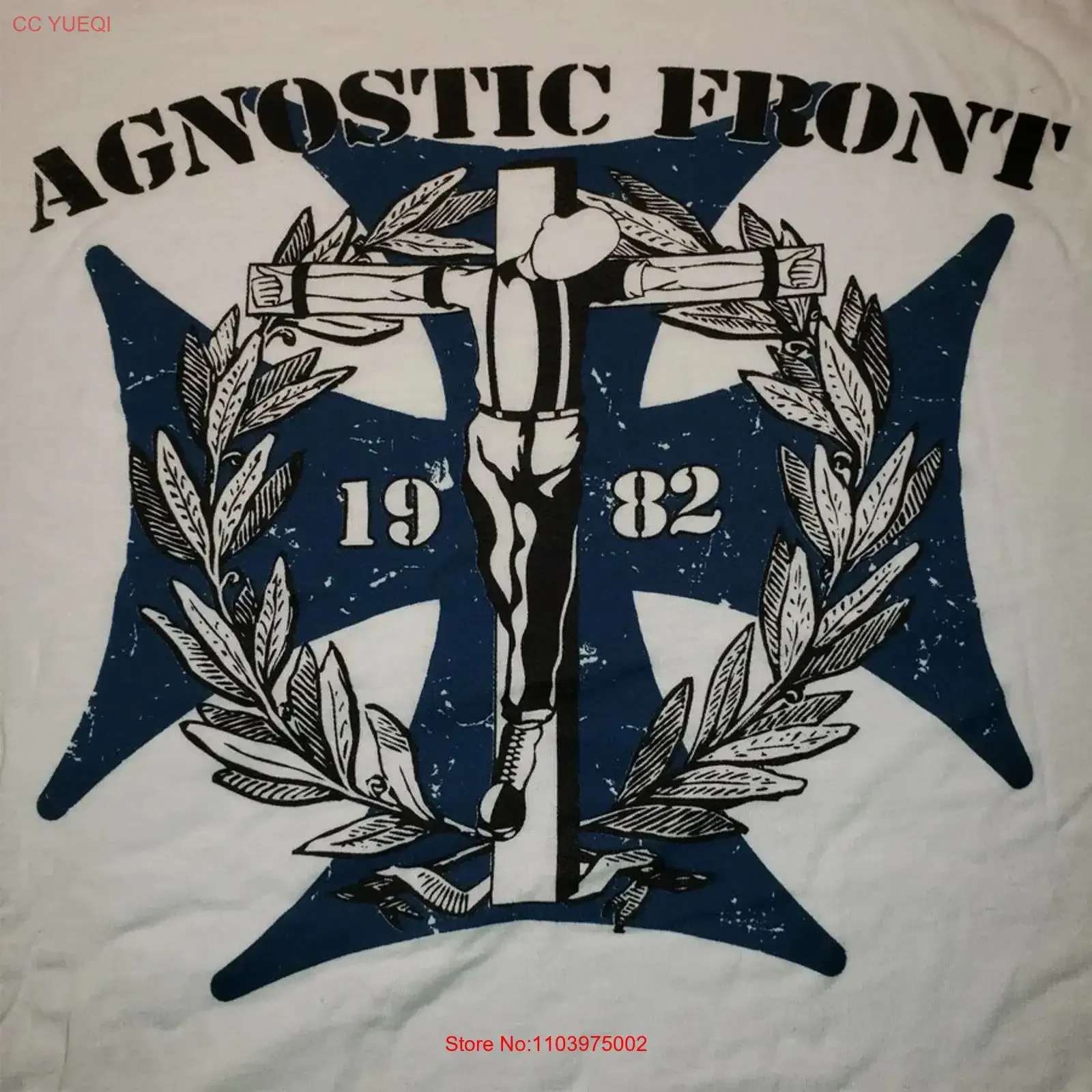 Camiseta blanca de la banda VTG Agnostic Front, manga corta, todas las tallas S 5XL XY895, vintage, lavada, versátil, ropa de diseñador, elástica