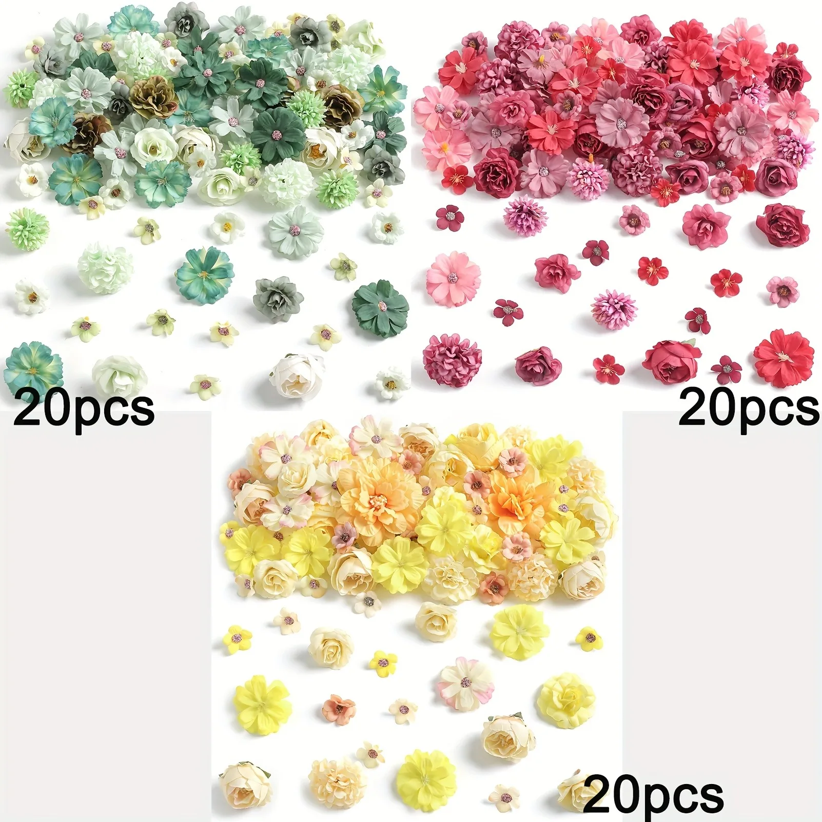 60 Stück künstliche Blumen Kopf Seide Rose gefälschte Blumen Home Decor Party Supplies Hochzeit Dekoration Handwerk Geschenke Kranz Zubehör – Detail 9