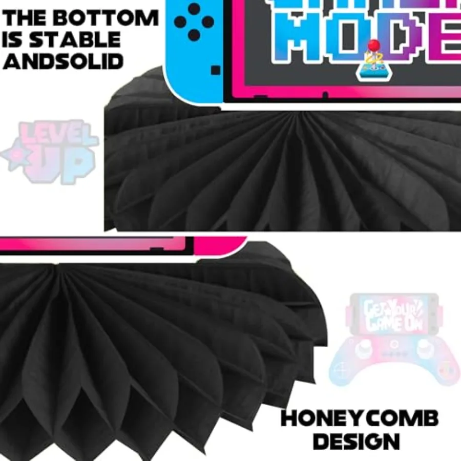 Game Birthday Party Honeycomb Centerpieces 11Pcs Video Game Birthday Decorations Gaming Party Centerpiece for Tables Game On Pa