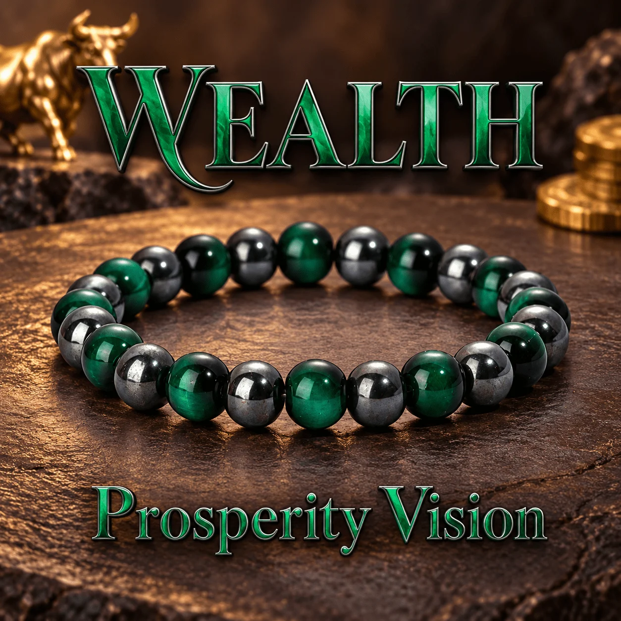 Green Tiger Eye Stone Hematite Bead Bracelet, symbolizing freedom and foresight,exquisite wrist accessory for both men and women