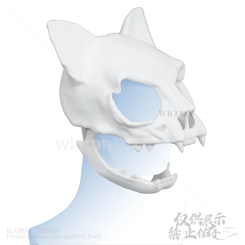 Cat Skull Kigurumi Props 3D หัวพิมพ์ Fursuit คอสเพลย์ชุดหูฟังสัตว์ Furry คอสเพลย์สําหรับงานปาร์ตี้คริสต์มาสฮาโลวีนที่กําหนดเอง