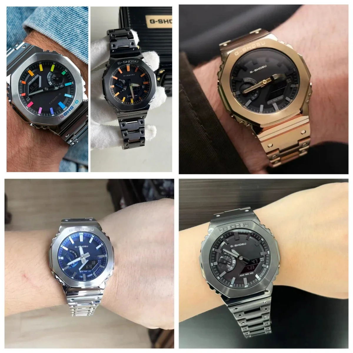 

Магазин 8887, электронные цифровые спортивные часы унисекс, полнофункциональные светодиодные часы из сплава, большой циферблат, мировое время, стальной ремешок, серия GMB Oak