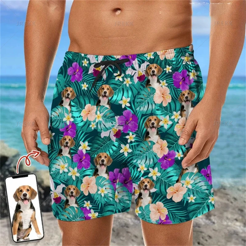 Hawaiian 3D Customized Faces Print Beach Shorts Men Cool Streetwear Design Styles Board Shorts Kid Fashion Swimming Trunks Pants