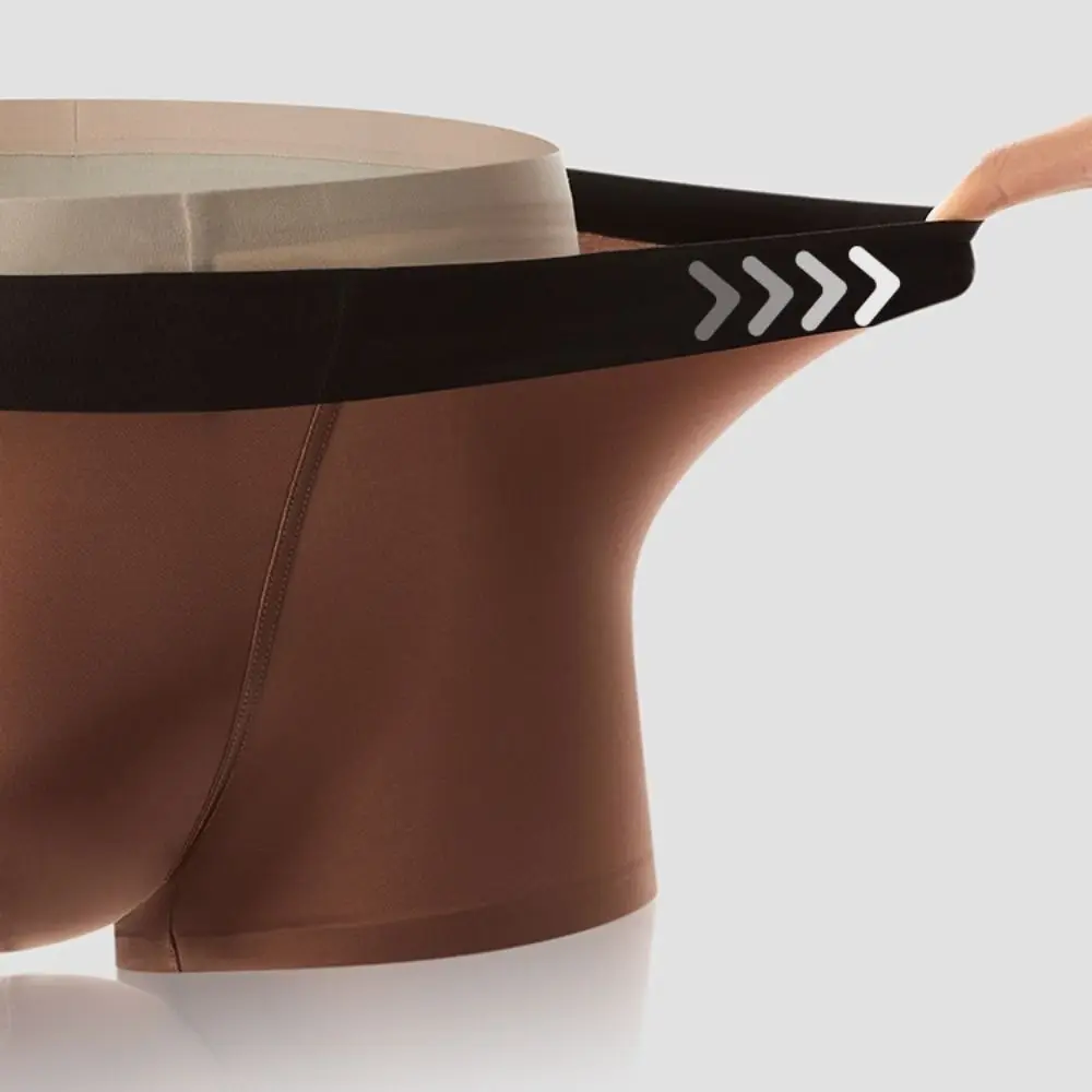 간단한 얇은 새틴 실크 복서 팬티 원활한 속옷 얼음 실크 복서 중반 허리 란제리 속옷 남자 선물