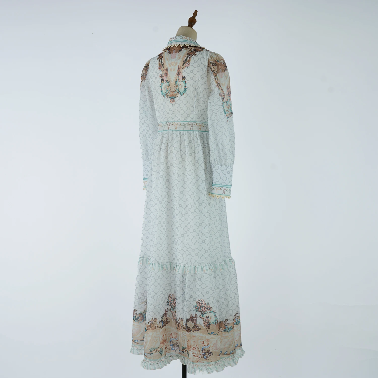 2026 Nuevo vestido vintage Court Sle largo con estampado de Sve V-Ne y hombreras que se abren la cintura Corte A Dr Ropa casual