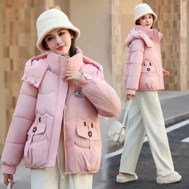 

Женская куртка, новинка 2025, зимние парки, женское пуховое хлопковое пальто, съемная шапка, повседневное толстое теплое стеганое пальто, женская верхняя одежда, топы