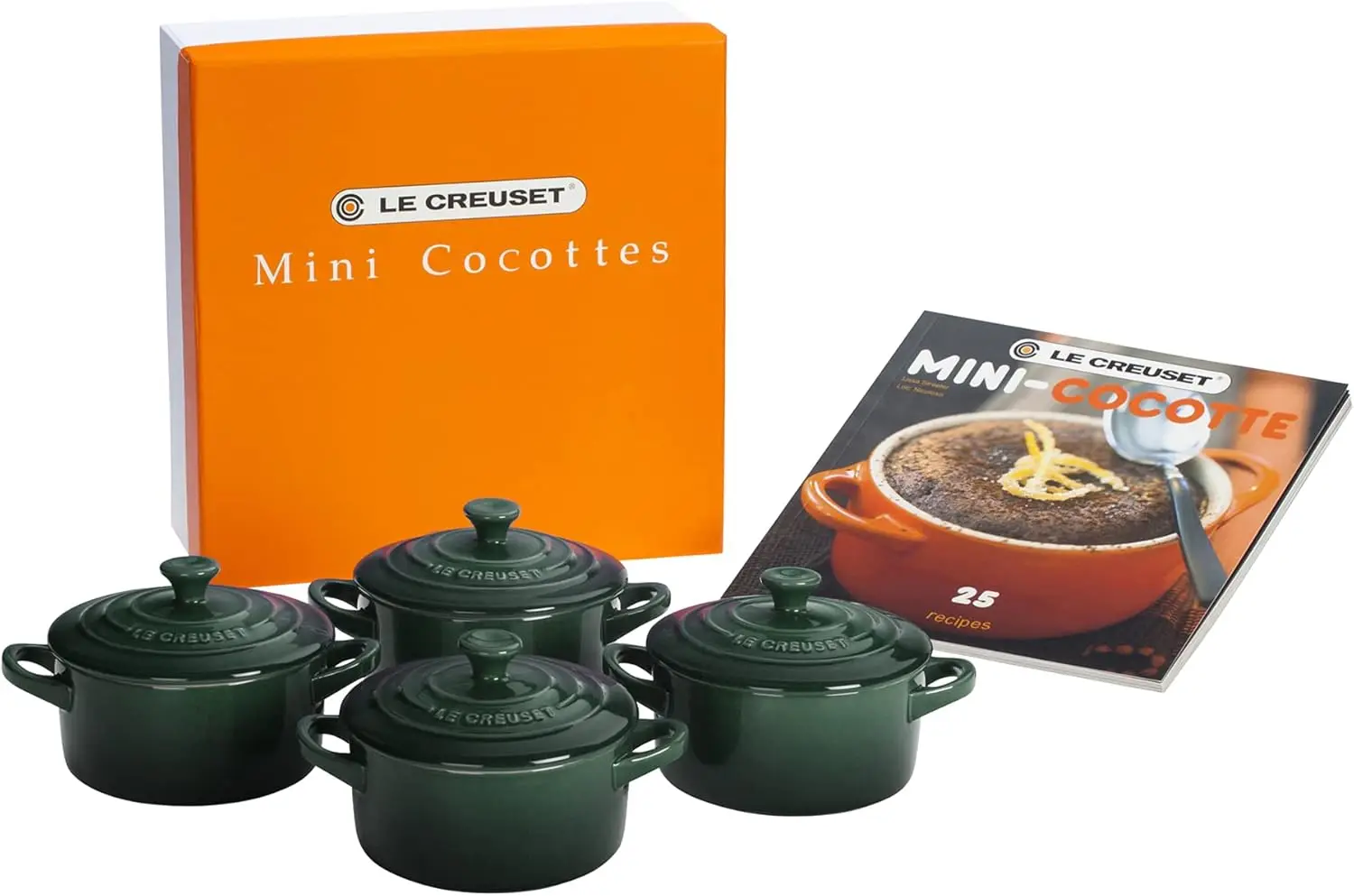 

Stoneware Set of 4 Mini Cocottes with Cookbook, 8 oz. each, Artichaut