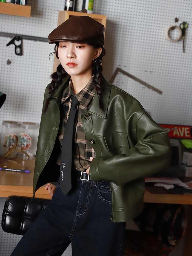 

Eeni ort Свободное женское кожаное джато Универсальное стеганое пальто Весна Осень Корейский байкерский джет от Belina