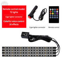 Neon 72 LED Car Interior Ambient Foot Light with Wireless Remote Music Control Auto RGB Atmosphere Decorative Lamp