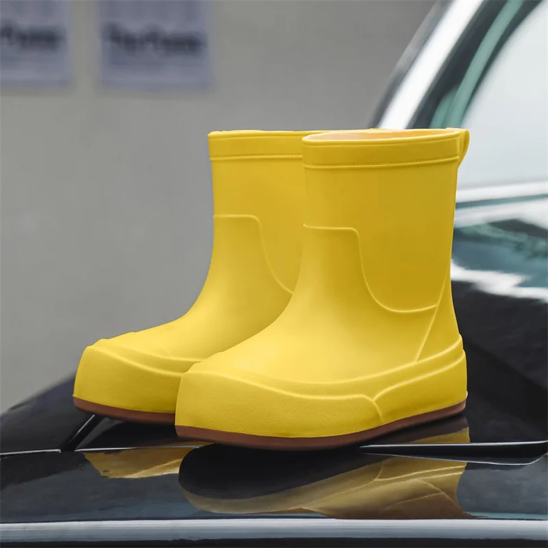 

Милые непромокаемые сапоги для родителей и детей, женские противоскользящие водонепроницаемые модные сапоги до середины икры из ПВХ на все сезоны, китайский бренд