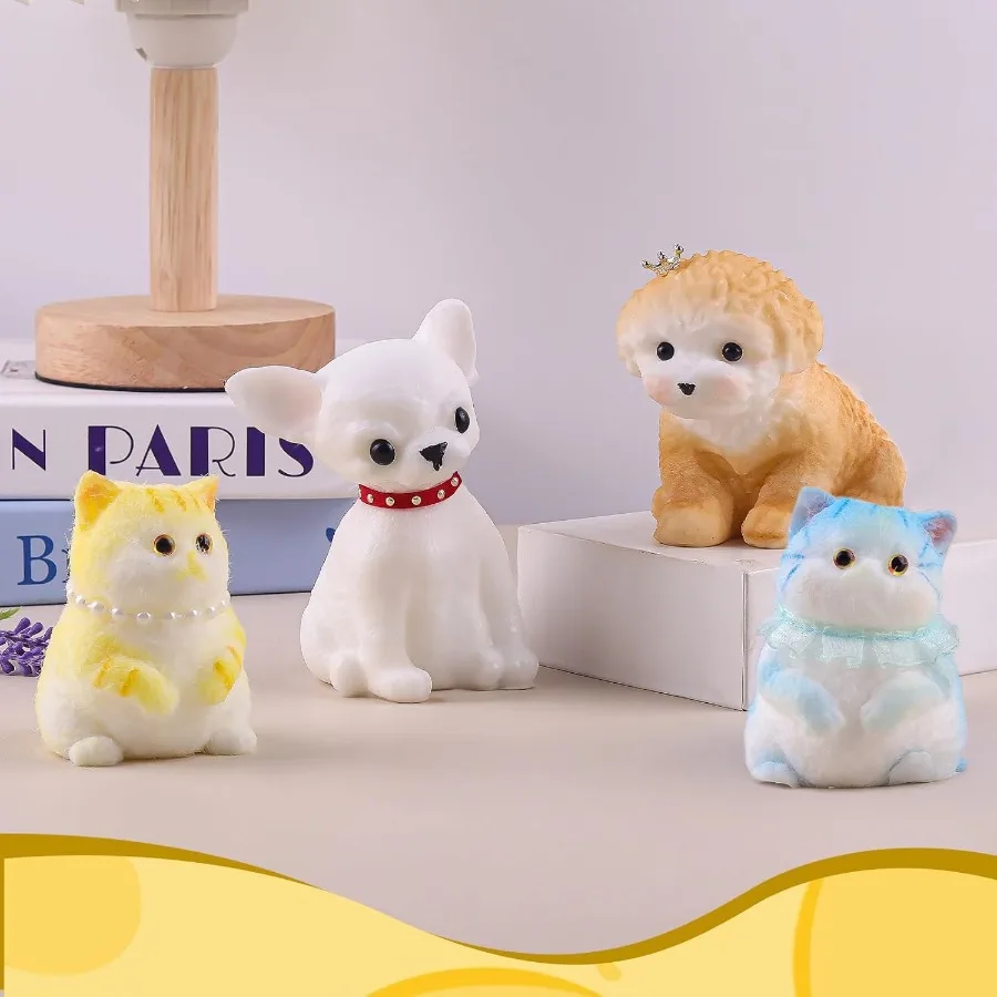 Anboor Small Cat Squishies Toy Soft Golden Shaded Cat Squeeze Stress Relief Toys with Necklace Cute Realistic Animal Sensory Fi