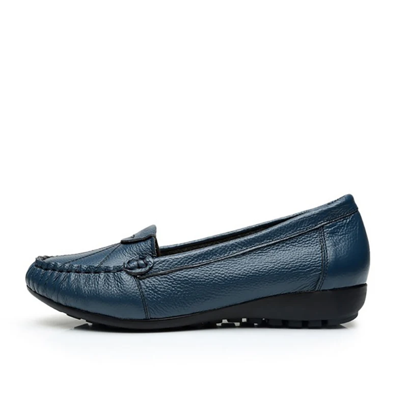 TRAF zapatos planos de piel sintética azul marino para mujer, sandalias de punta cerrada con cabeza redonda de primavera, zapatos elegantes Vintage de oficina para mujer