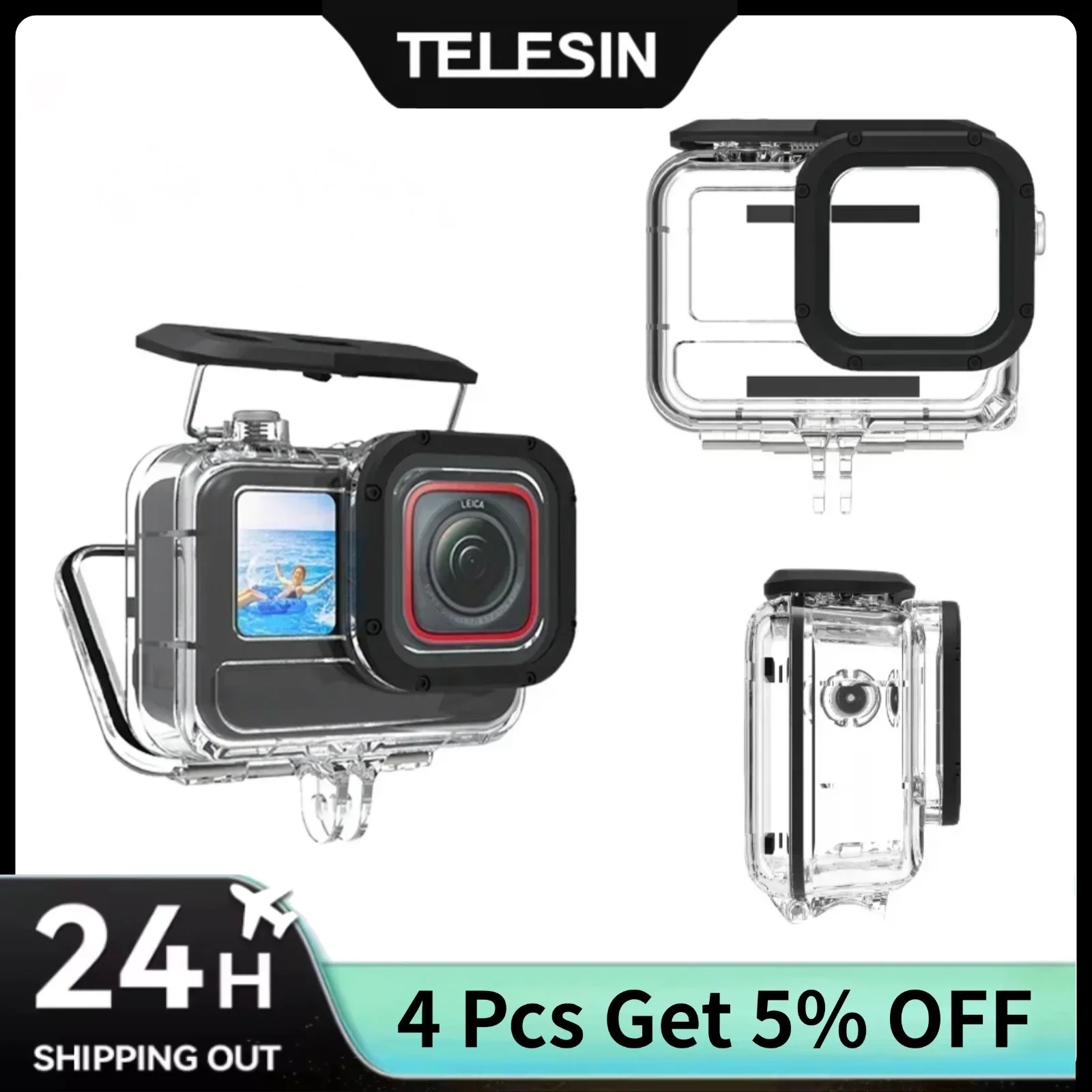 Водонепроницаемый чехол TELESIN 45 м для Insta360 Ace pro, аксессуары для подводной съемки, защитный чехол, аксессуары для экшн-камеры