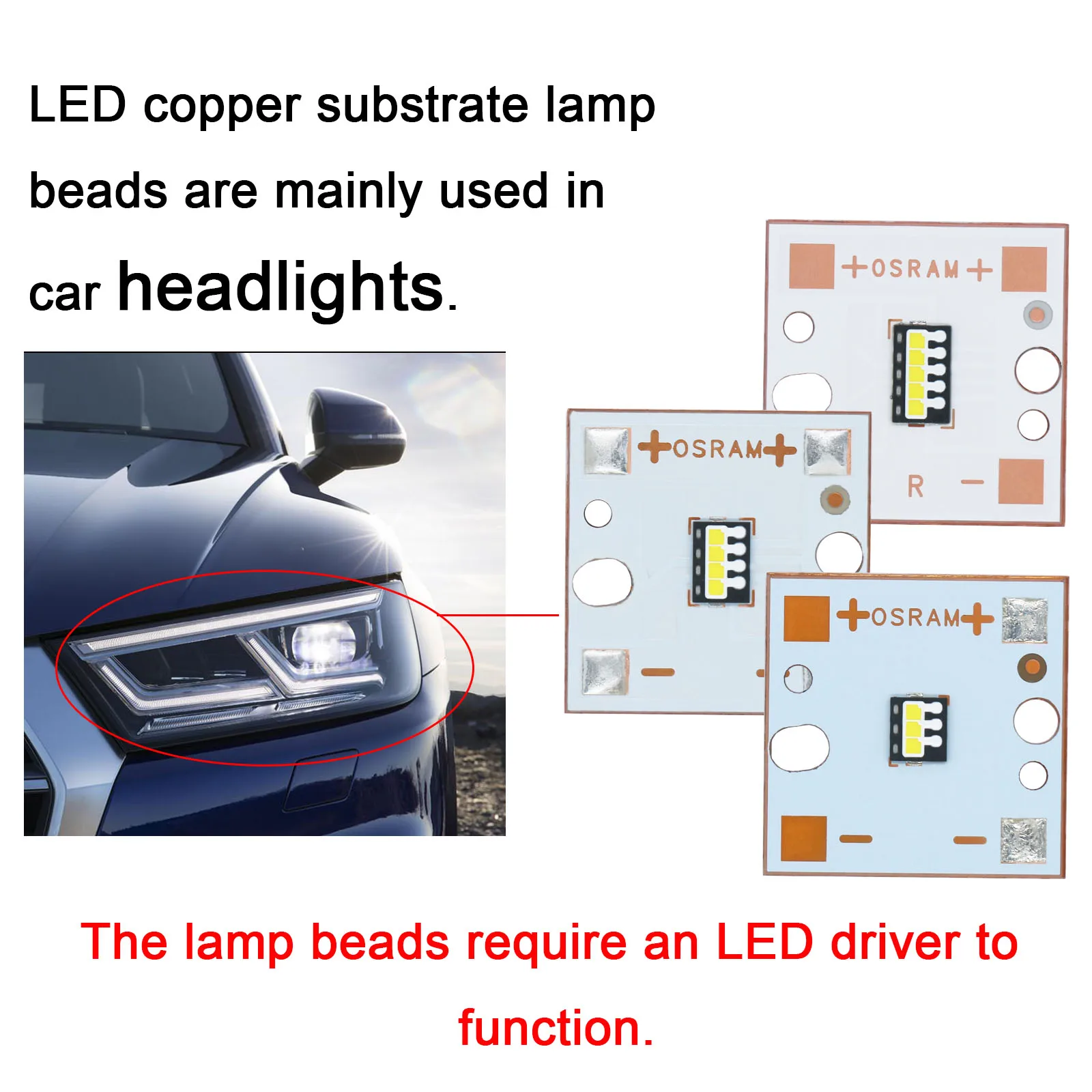 High Power 15W 20W 25W 9V 12V 15V LED COB Lamp Beads Chip SMD PCB Copper Substrate Car Accessories For Automotive Headlights DIY