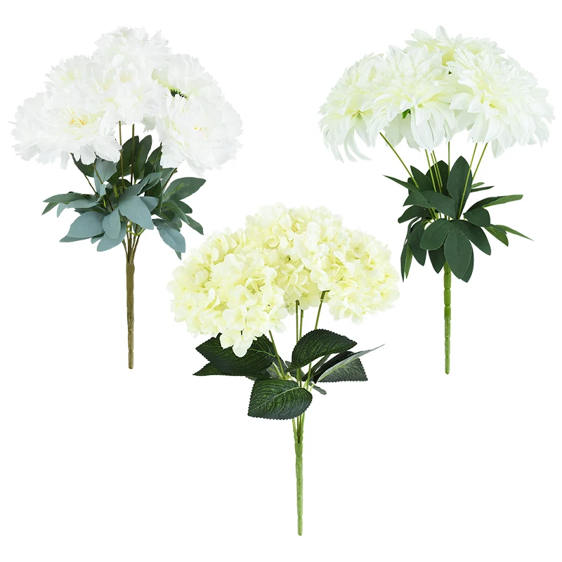 

1bunch Mini Hydrangea Artificial Flower Single Branch Hydrangea Decoration Wedding Hand Bouquet Rose Wall Fake Flower Home Decor
