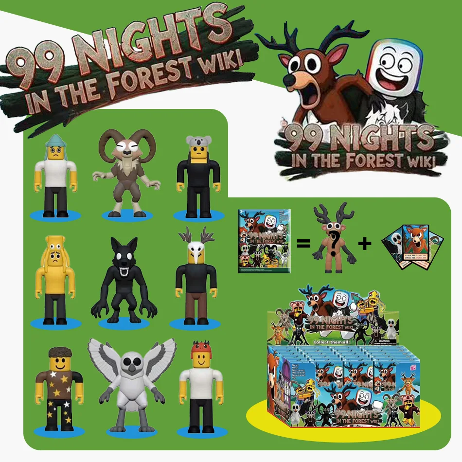 99 Noites na Floresta Anime Caixa Cega Estatuetas - Coruja Cabra Lobo Veado Modelos de Ação Decoração Mistério Brinquedo de Plástico Presente