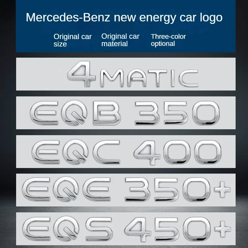 

Chrome Silver Black Car Rear Trunk Badge Sticker EQC400 4MATIC Emblem Logo For Mercedes EQA EQB350 EQC EQS450 EQE53 Accessories