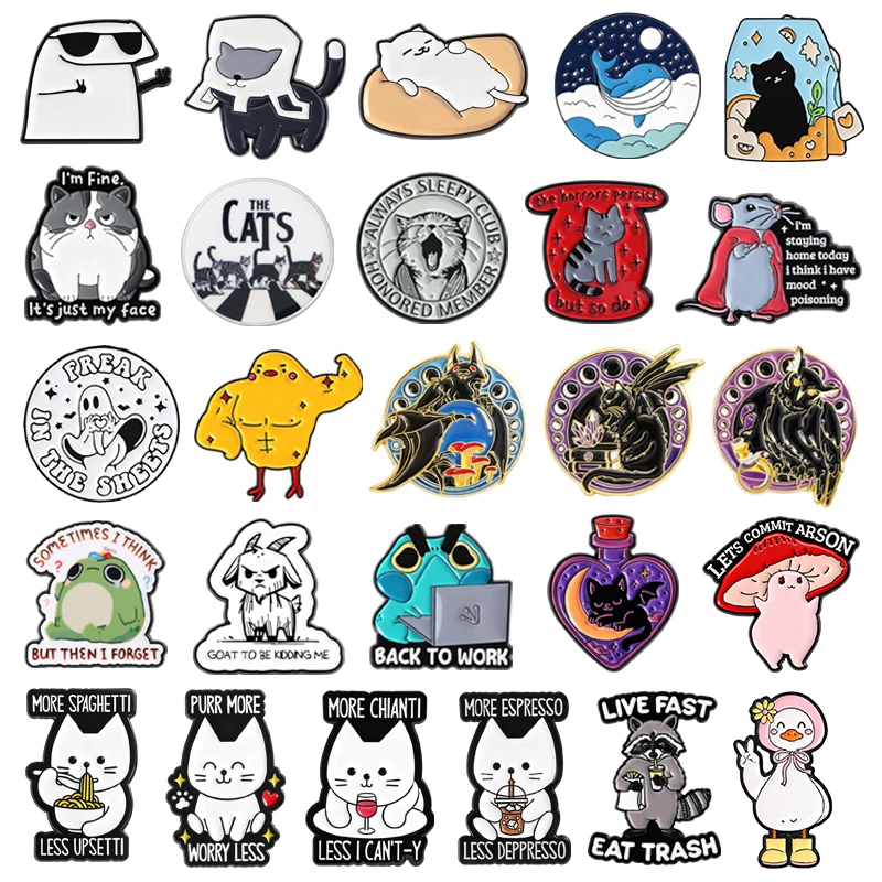 Cartoon Anime Charakter Emaille Pins Ranma 1/2 Schwein Steve's Lava Huhn Niedliche Katze Frosch Waschbär Broschen Revers Abzeichen Schmuck Geschenke