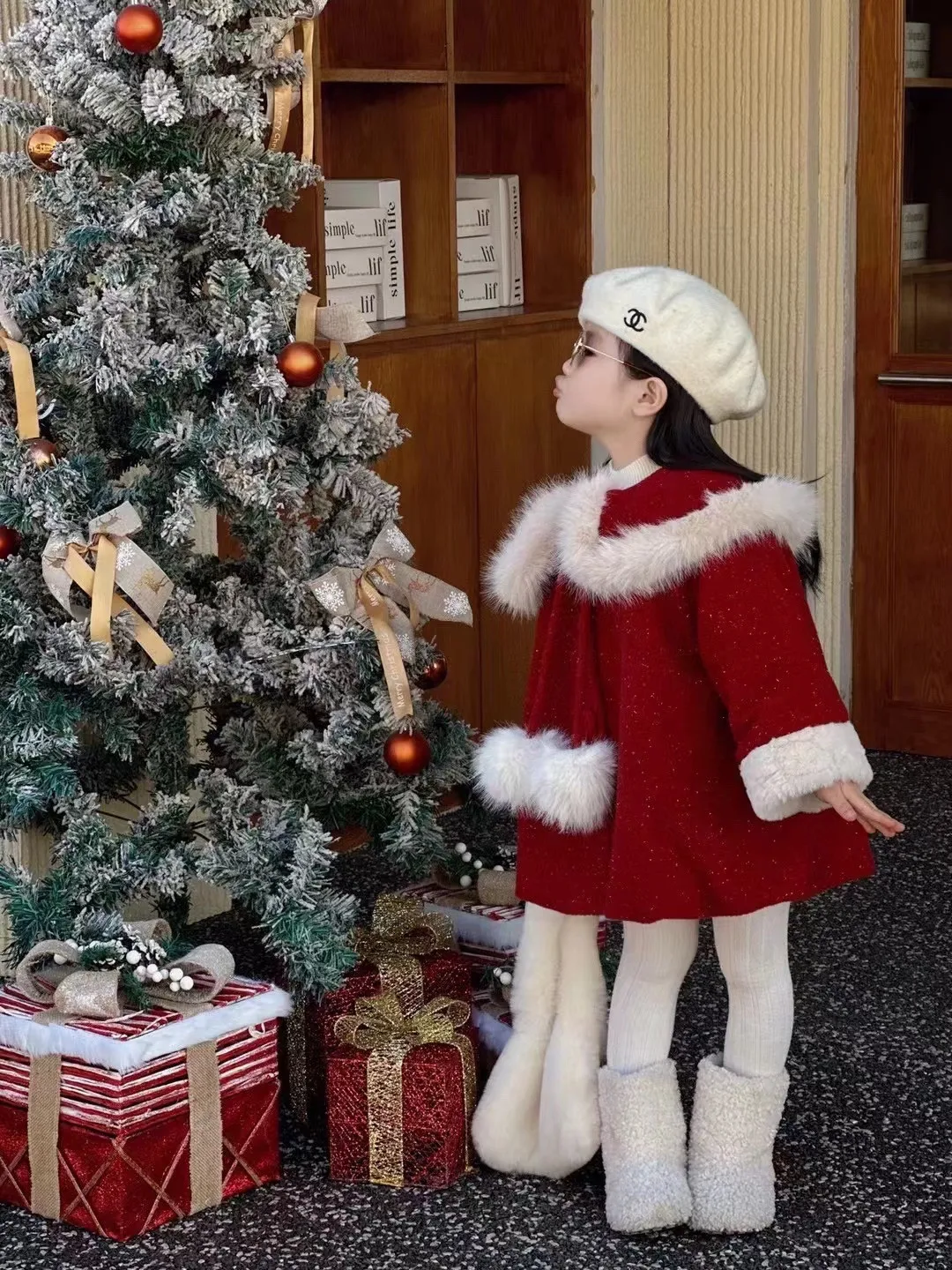 80-150 سنتيمتر الفتيات معطف الصوف الخريف/الشتاء مجموعة جديدة للأطفال طفل معطف أحمر سميكة السنة الجديدة سترة قطن #6