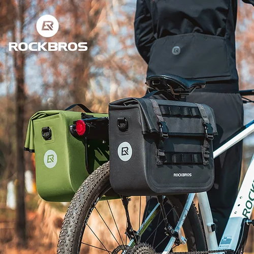 ROCKBROS-Bolsa de sillín multifuncional de 15L, impermeable, para ciclismo de montaña, bolsa de viaje, soporte 3D, bolsa trasera de bicicleta de gran capacidad