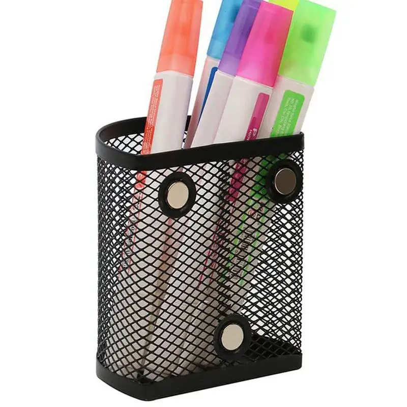 Magnetic Pen Holder For Whiteboard Refrigerator Durable Lightweight Mesh Storage Magnetic Basket Locker Organizer Accessories