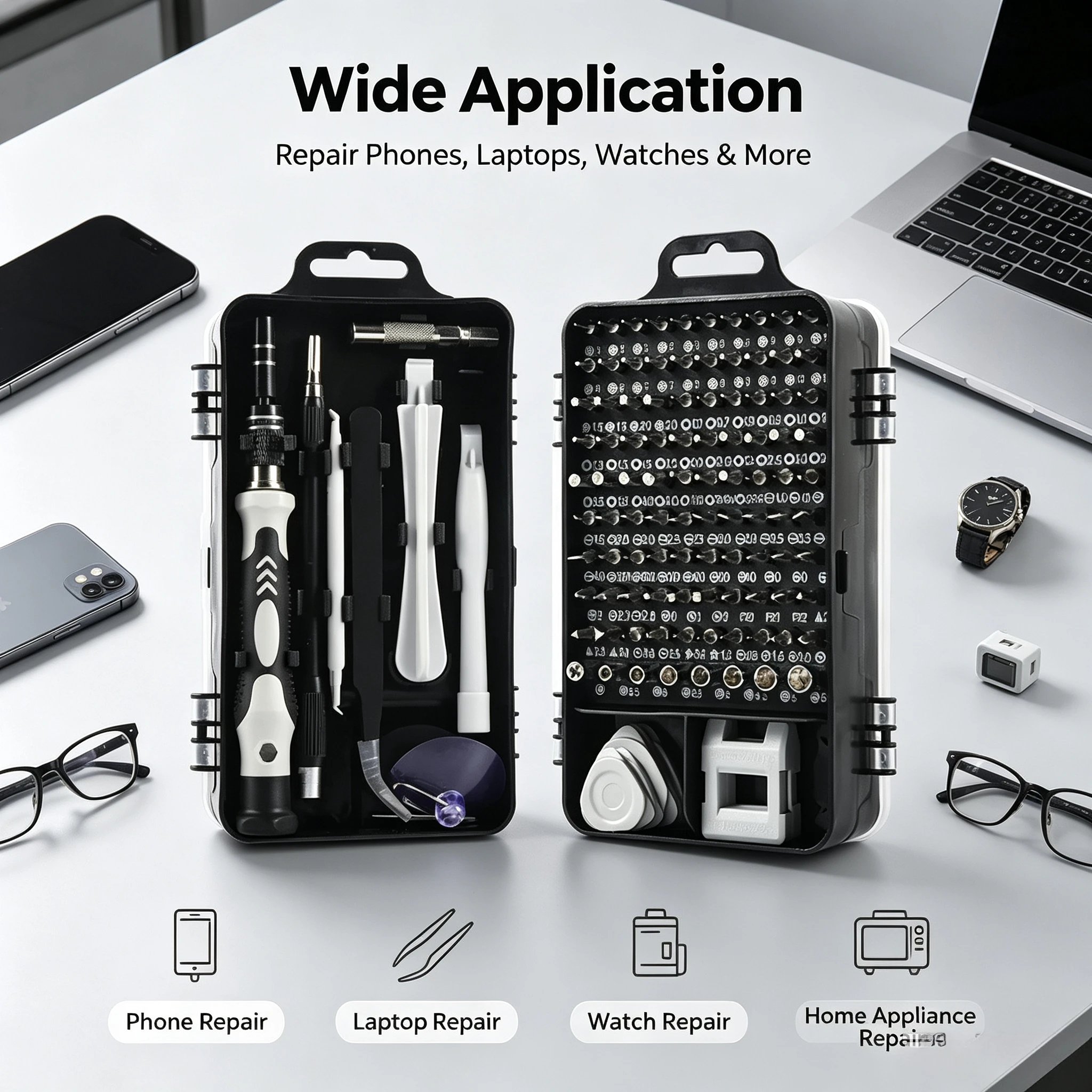 115 in Grey 1 Precision Screwdriver Set Magnetic Repair Tools Kit for Computer Laptop Phone MacBook Household Repairs