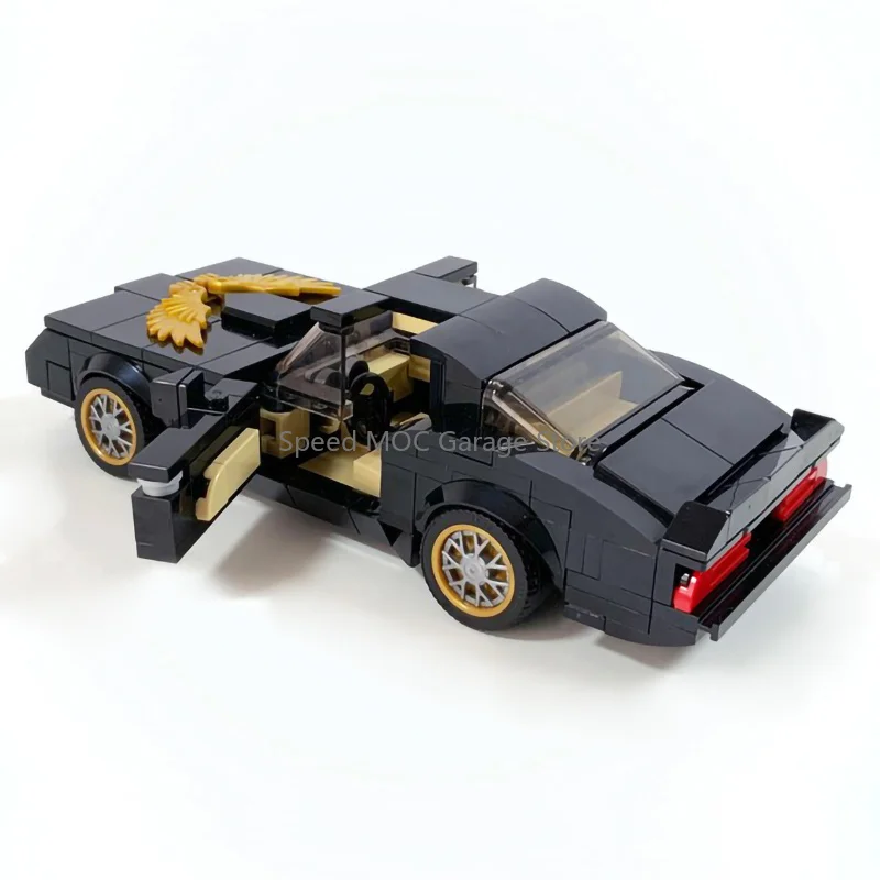 MOC Black & Gold 1970s Classic Muscle Car Building Blocks Set - Retro American Sports Car Model Kit, Racing Legends Series