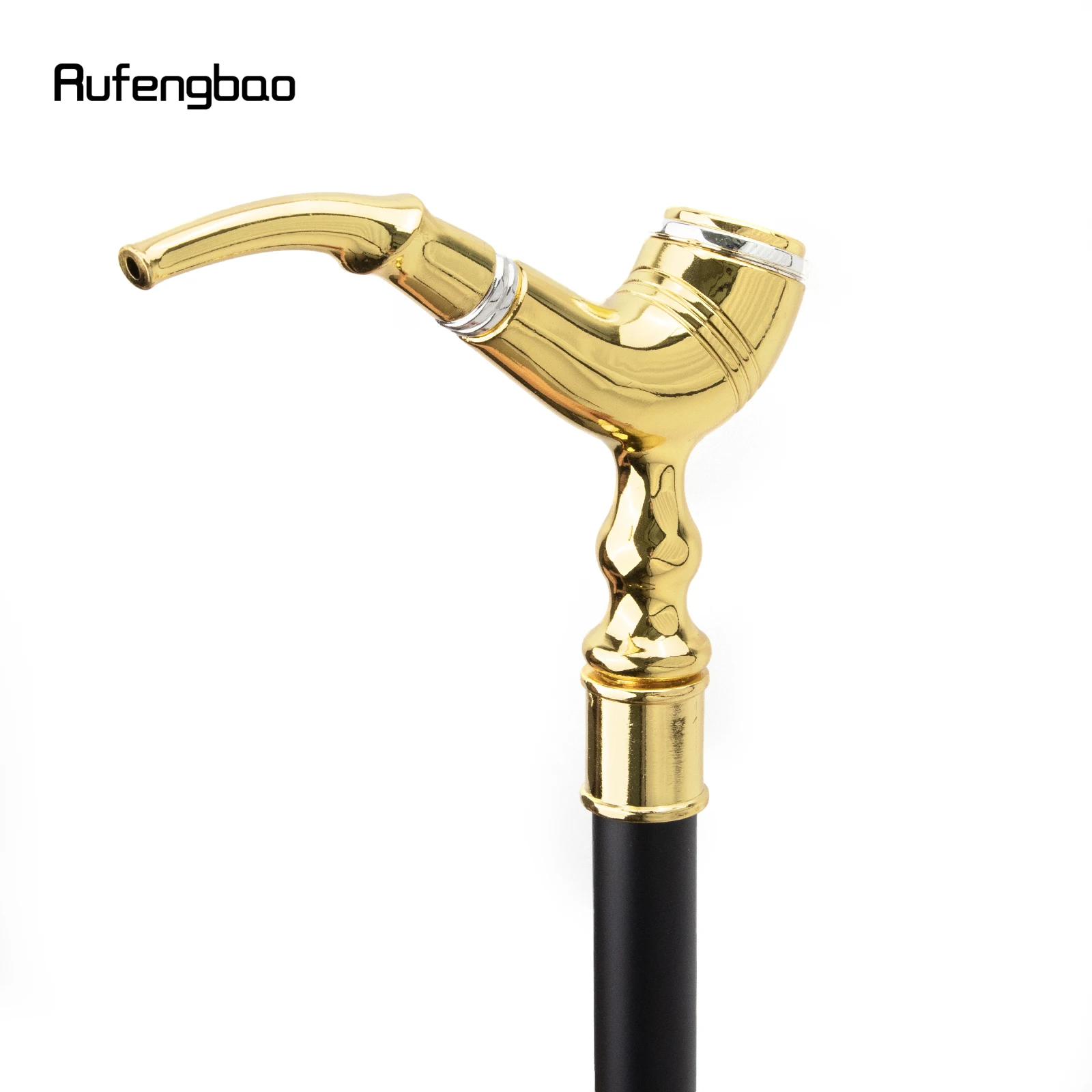 Golden Pipe Pattern Luxury Fashion Walking Stick for Party Decorative Cane Elegant Crosier Knob Walking Stick 93cm