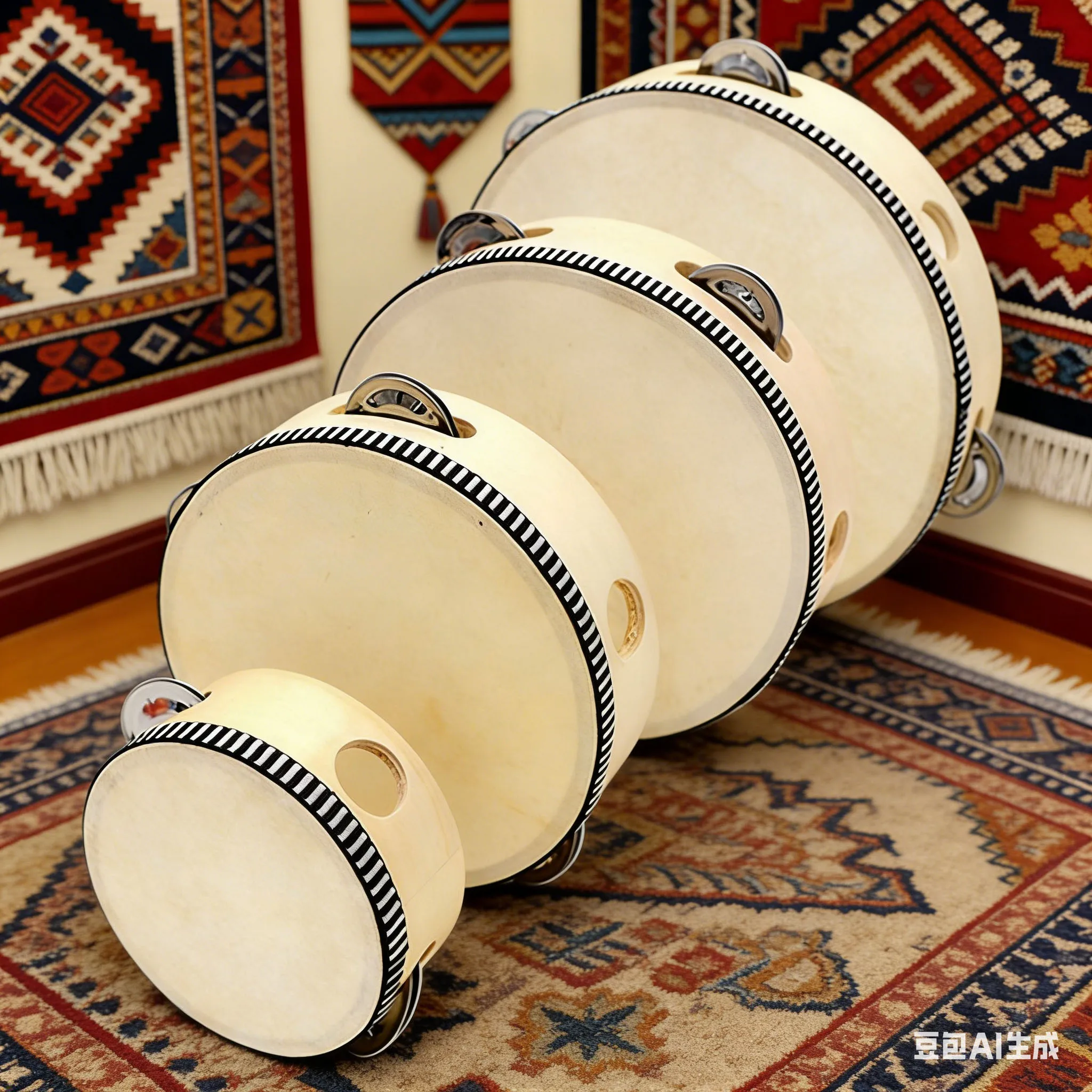 

1pc Tambourine 4/6/8/10 Inch Wood Drum Shell Imitation Leather Hand Drums With Metal Jingles Percussion Instruments Accessories