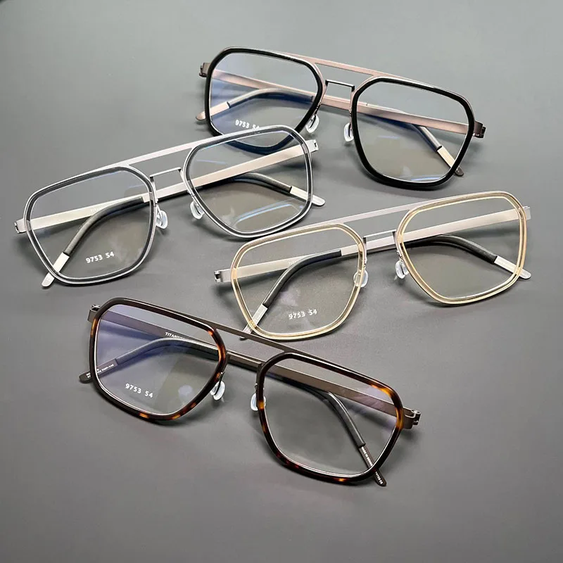 

Luxury Brand Anti Blue Light Reading Glasses Big Face Double Beam Titanium Retro Ultra Light Square Full Reading Glasses Frame