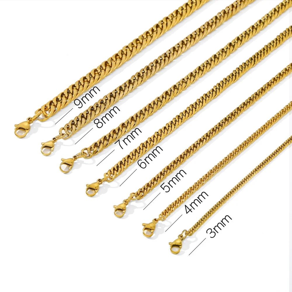 Punk-Stil Doppelt Gewebte Sechseckige Kubanische Kette Edelstahl-Halskette Basis Hip-Hop Herren-Halskette Mode-Schmuck-Accessoires – Detail 5