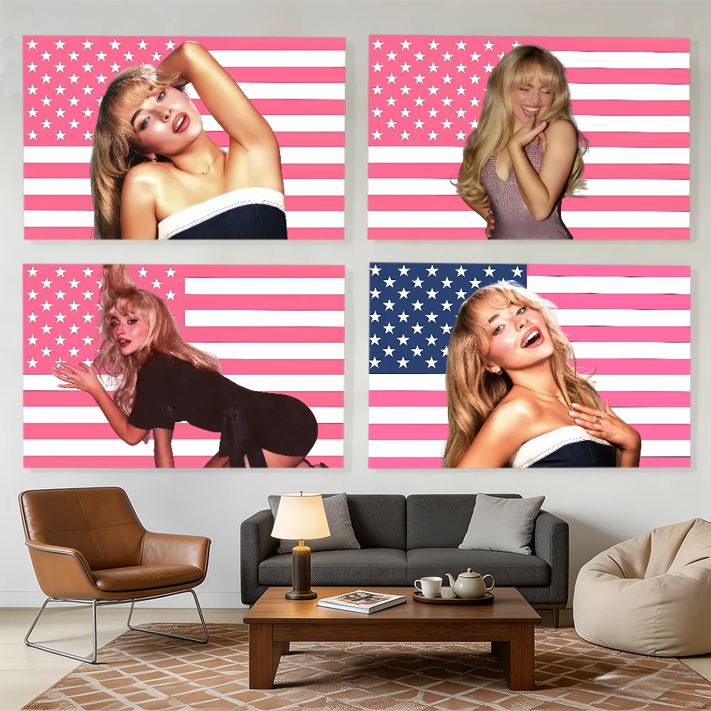 Banderas decorativas con diseño de la cantante S-Sabrina C-Carpenter, adecuadas para acampar al aire libre, fiestas familiares y paredes de jardín, regalo