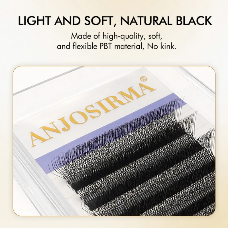 ANJOSIRMA 7D W Shape Premade Eyelash Extensions 0.07 Volume Fan Natural Soft Light Dense Eyelashes Seven Leaves Clover Eyelashes