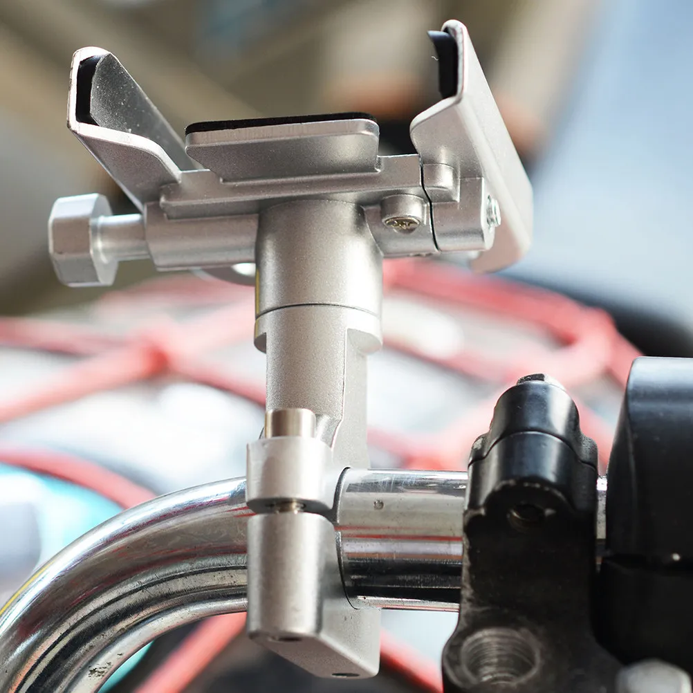 Aluminum Alloy 360 Degree Rotatable Mobile Phone Bracket for Motorcycle Scooter Atv Snowmobile Tricycle Handlebar Mount Silver