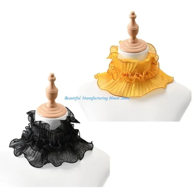 

E56A Модный многофункциональный полиэфирный шарф с кружевными рюшами весны/лето