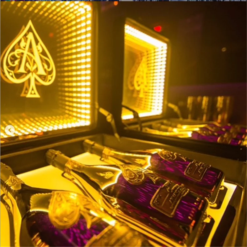 Custom Moet Dom Ace 3 bottles LED champagne box suitcase LED