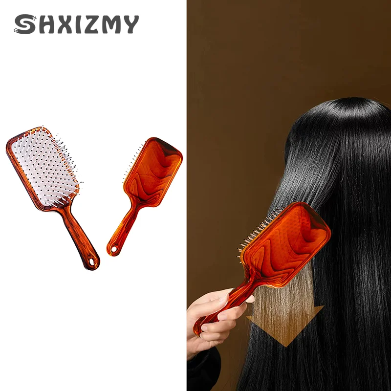 Wide Teeth Air Cushion Combs Scalp Massage Hair Brush Amber Color Anti-static Comb Home Salon Professional Hairdressing Tools