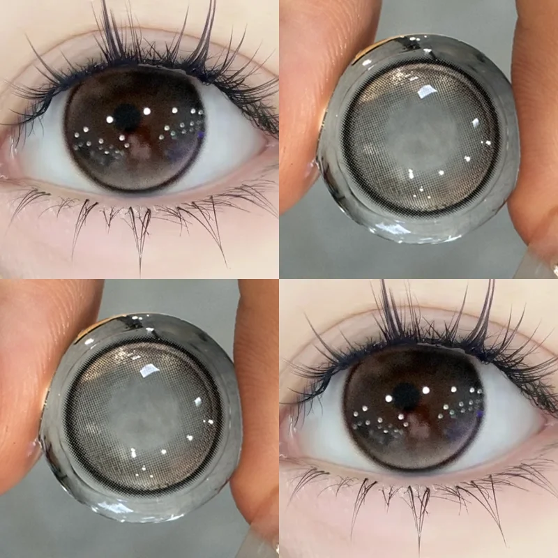 DUOXIU 2Pcs Yearly Color Colored Contact Soft Circular Lenses Beauty Pupil Gray Brown Eyes Black Makeup Blue Lens Fast Shipping