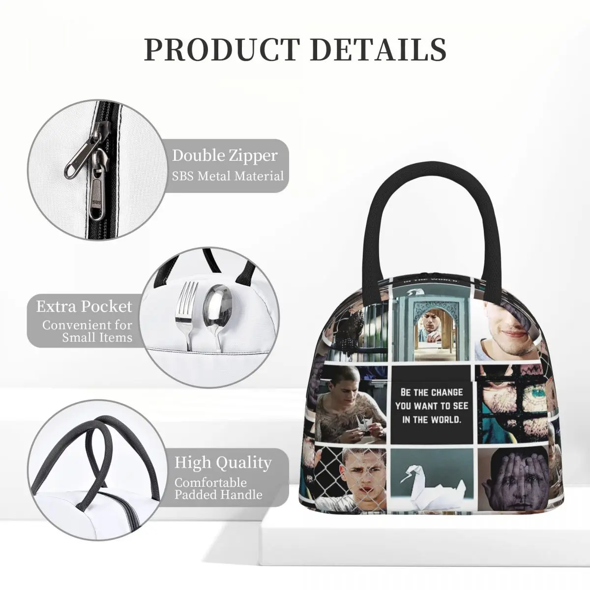 الجمالية مايكل سكوفيلد أكياس الغداء معزول بينتو صندوق المحمولة حقيبة الغداء نزهة أكياس حقيبة حرارية للمرأة فتاة السفر #4