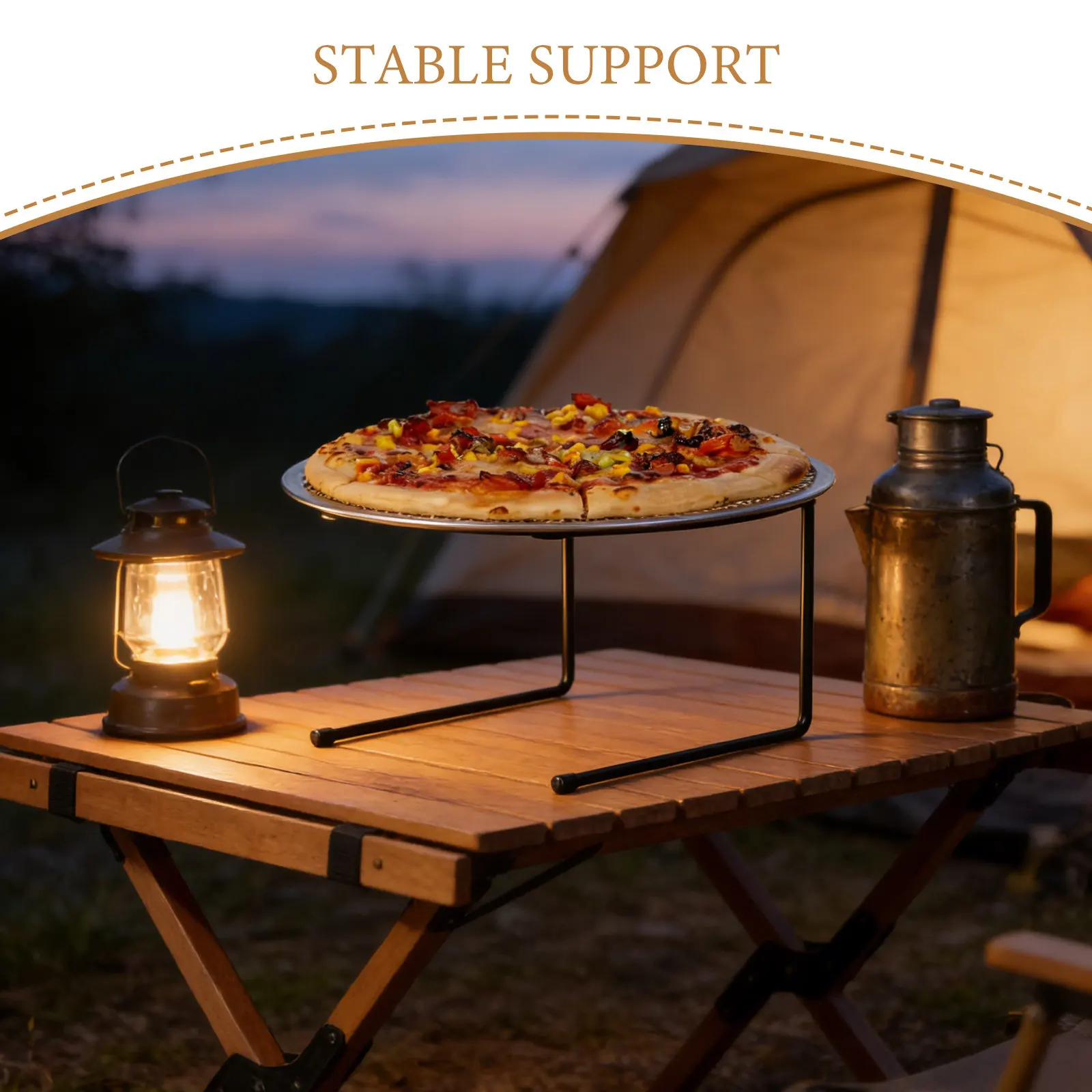 Metal Pizza Stand Black Stable Pan Riser Rack for Buffet Table Food Platter Display Restaurant Pizza Holder Metal Utility Shelf
