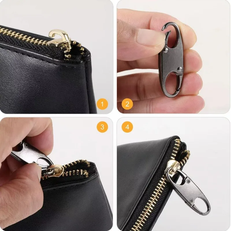 Detachable Zippper Puller Head Double-end Replacement Metal for Luggage Purses Handbag Backpacks Clothes Repair Zipper Head