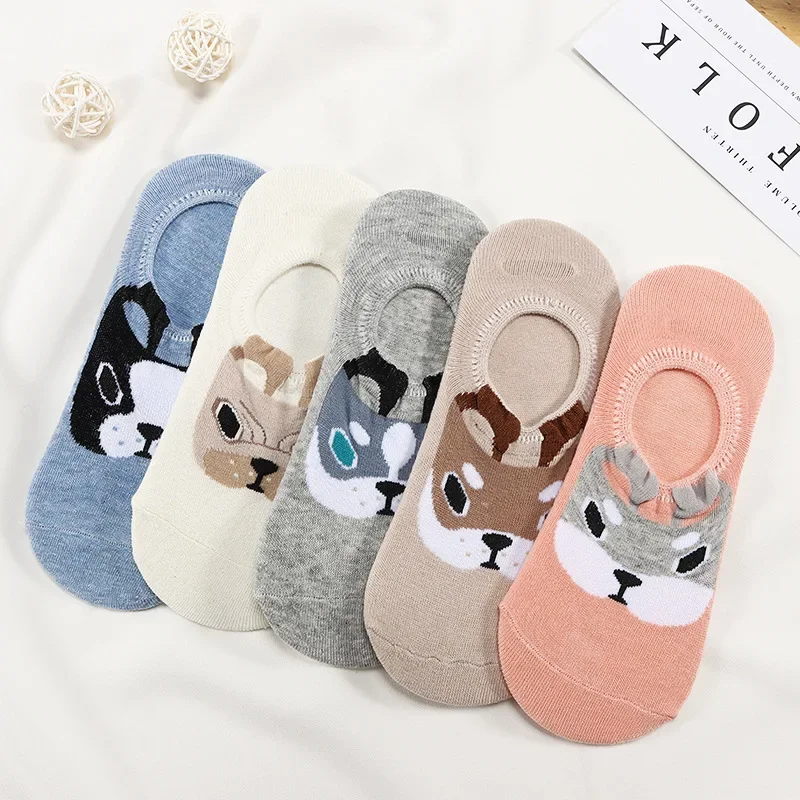 5Pairs New Arrivl Women Cotton Pink Cute Cat Ankle Socks Short Women Socks Casual Animal Ear Red Heart Gril Socks 35-40