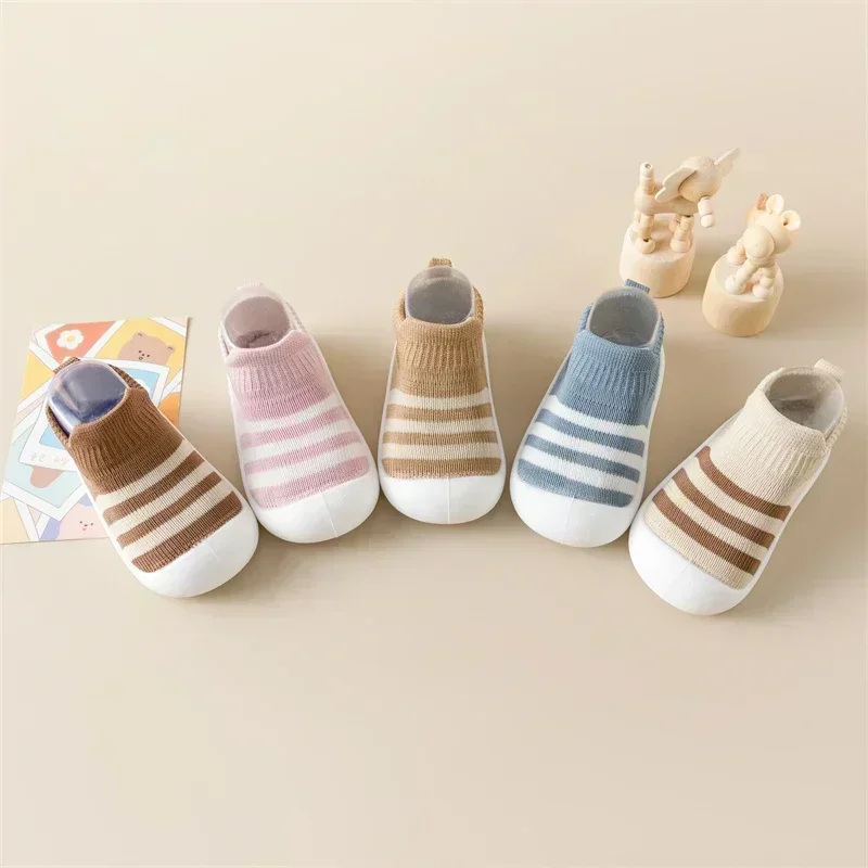 

Non-Slip Baby Socks Shoes Striped Toddler Shoes New Spring and Autumn Children's Indoor Shoes Wear-Resistant