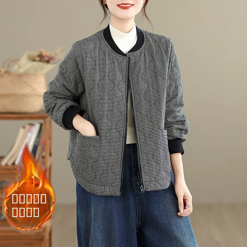 

Korean Sle Women's Cotton Jaet Warm Quilted Baseball Coat Casual Versatile Winter Faion Top Bla White id Design