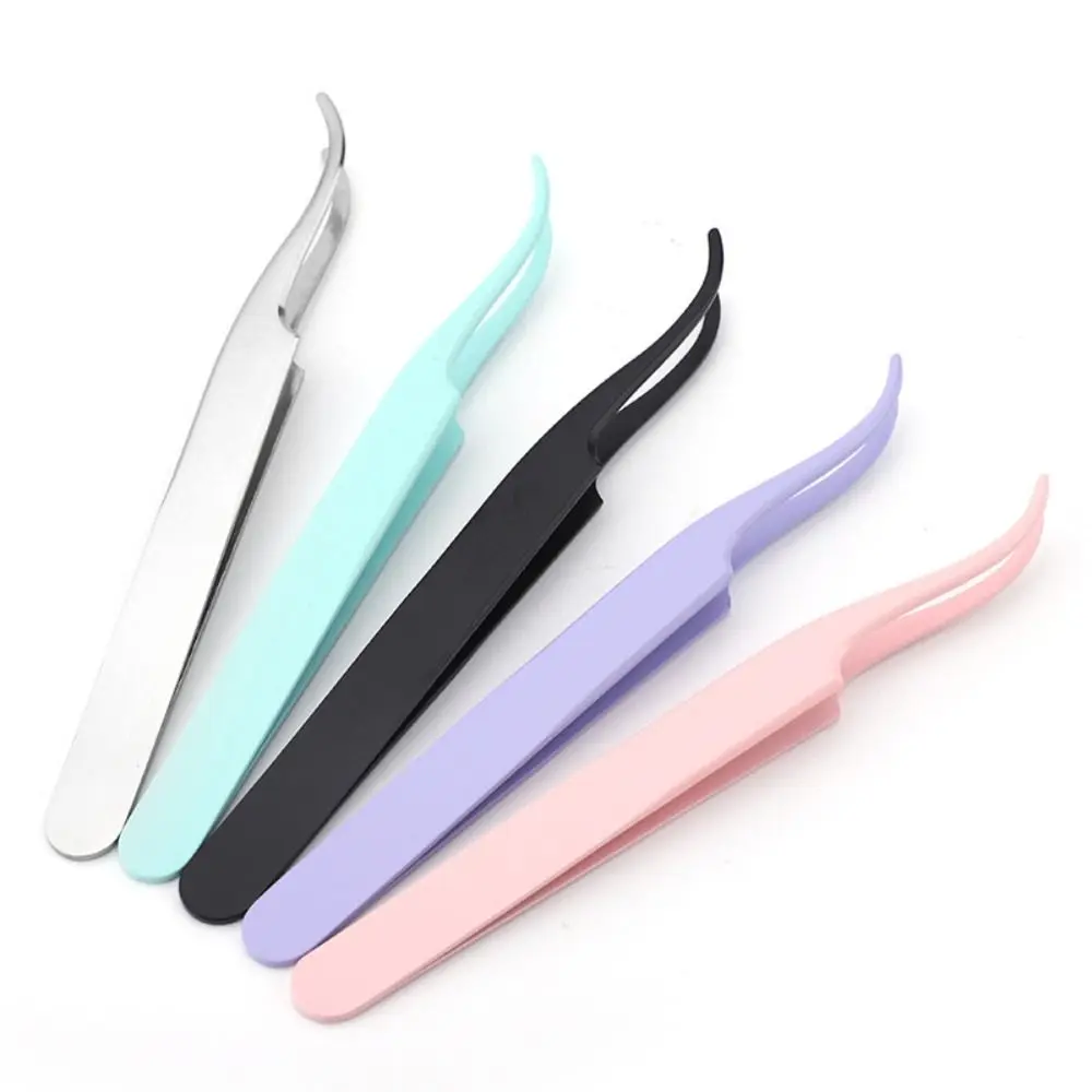 Grafting Tweezers Stainless Steel Individual Lashes Eyelash Curler Anti-static Colorful Eyelash Applicator for Eyelash Extension