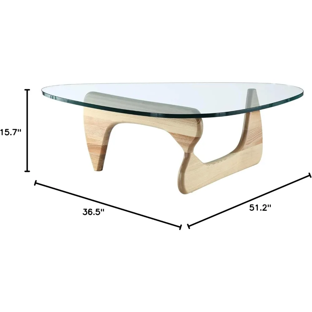 eMod - Meja Kopi Modern Abad Pertengahan Segitiga Kaca Atas Alas Alami
