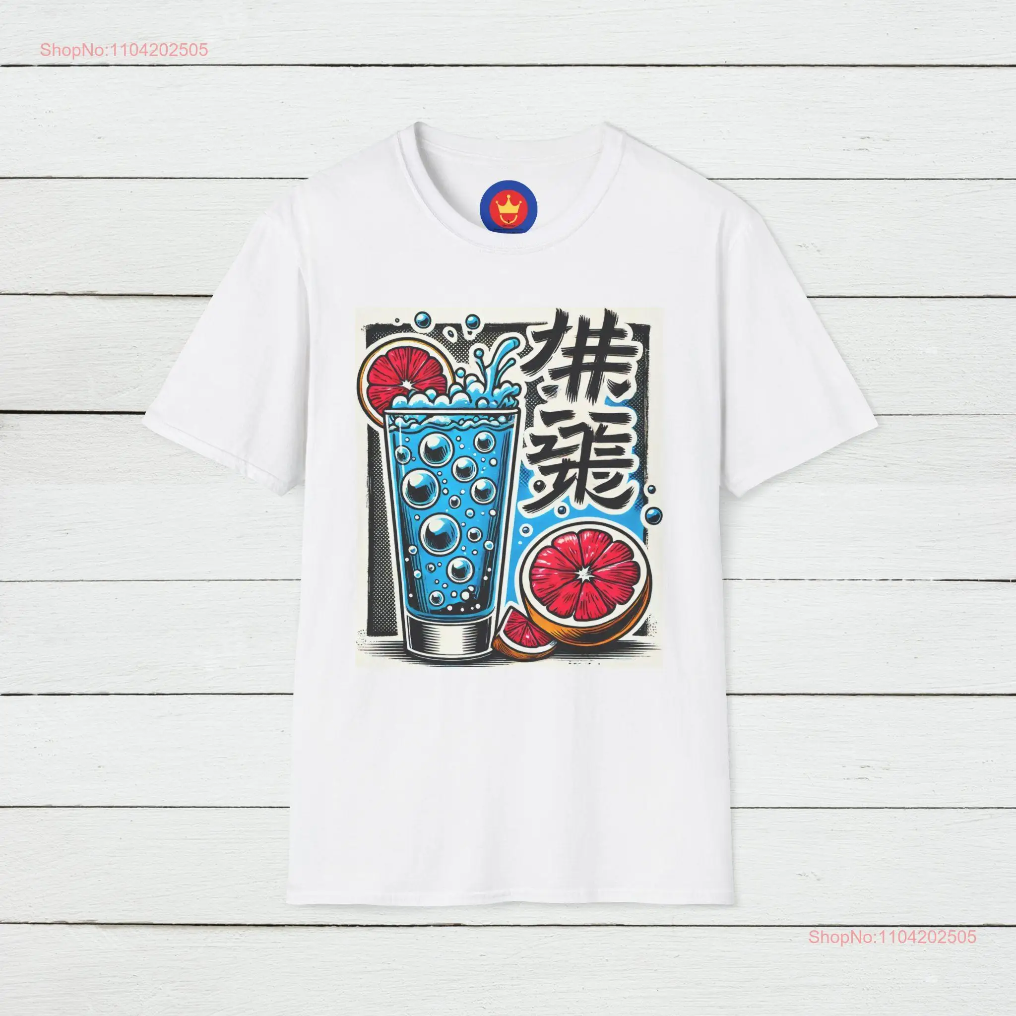 Ukiyo e Blue Fizzy Drink T Shirt Japanese Art Bubble Soda Aesthetic Cool Retro Design Unique for Him Her