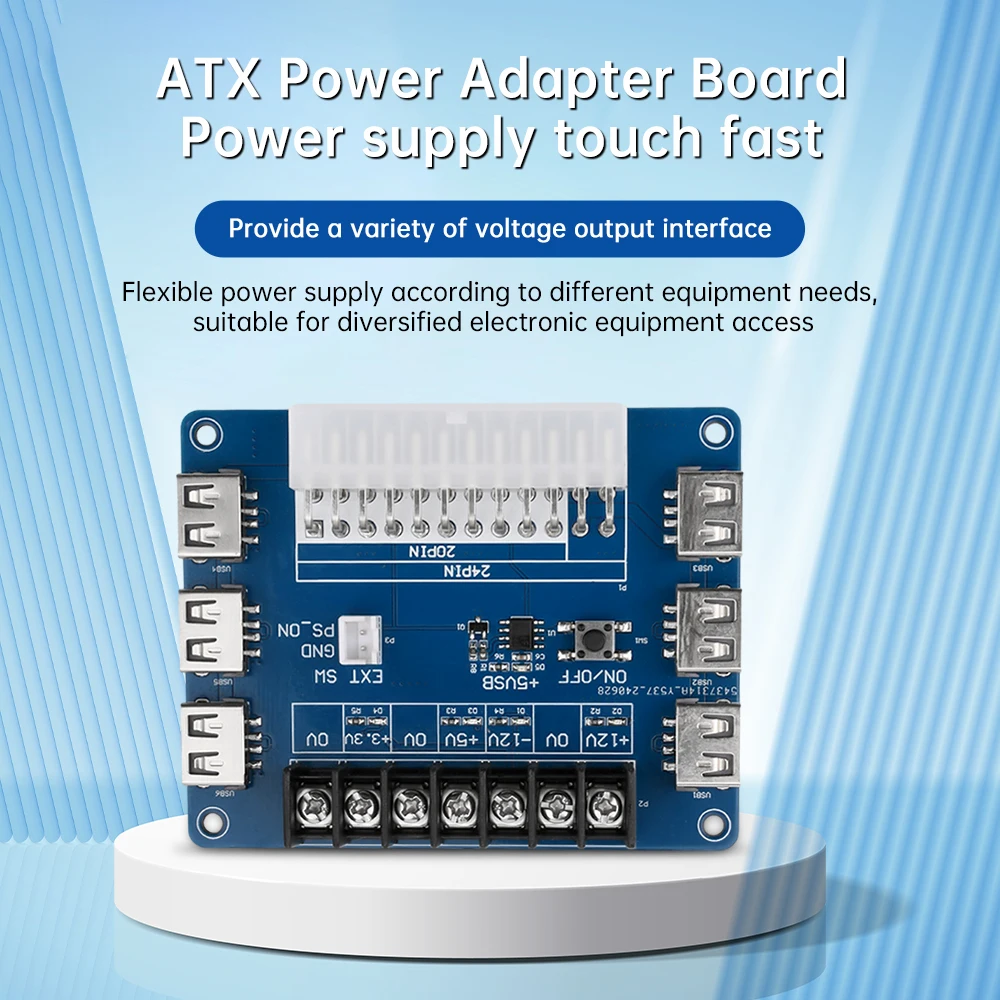 20/24pin ATX Power Supply Breakout Board 5V/2A USB Charging Desktop Chassis Power Supply Adapter Board Support 12V 5V 3.3V